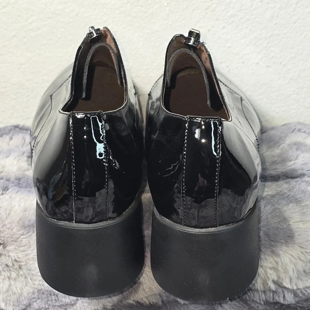 NEW Wonders Flex Fly Black Leather Zip Front Platform Loafers C-4704 EU 42 US 11